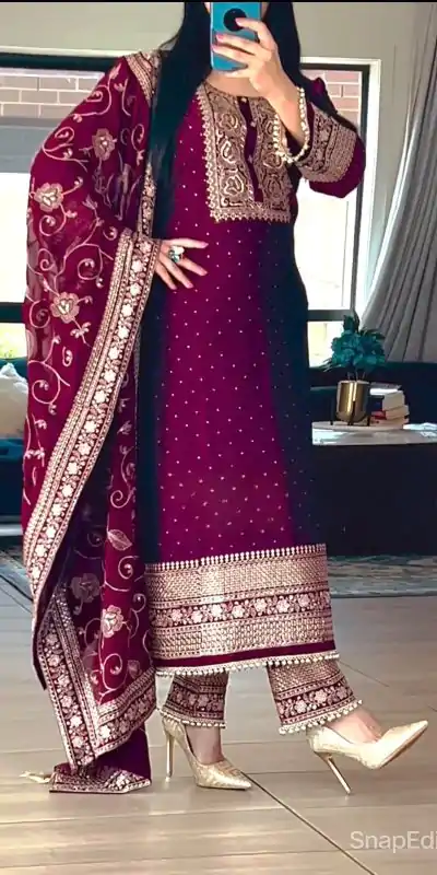 MF 422 Purple Color Chinon Silk Embroidery Sequence Salwar Suit Wedding, Party, Festive, Events Etc. Expected 4-6 Working Days @2399/- | Casual Suits, Creative suits, Designer Suits, Palazzo Suits, Party Wear Suits, Patiala Suits, Salwar suit, Straight Suits