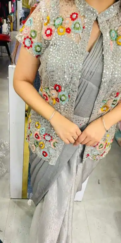 LG 1844 Grey Color Chinon Silk Embroidered Sequence Saree  Party, Wedding, Festive, Events Etc., Expected Delivery 4-6 Working Days@2099 /- Only | Bollywood Sarees, Creative Sarees, Designer Sarees, Embroidered Sarees, Ethnic Saree, Party Wear Sarees, Sarees