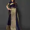 Beautiful Navy Blue Color Chiffon Running Chiffon Blouse Saree