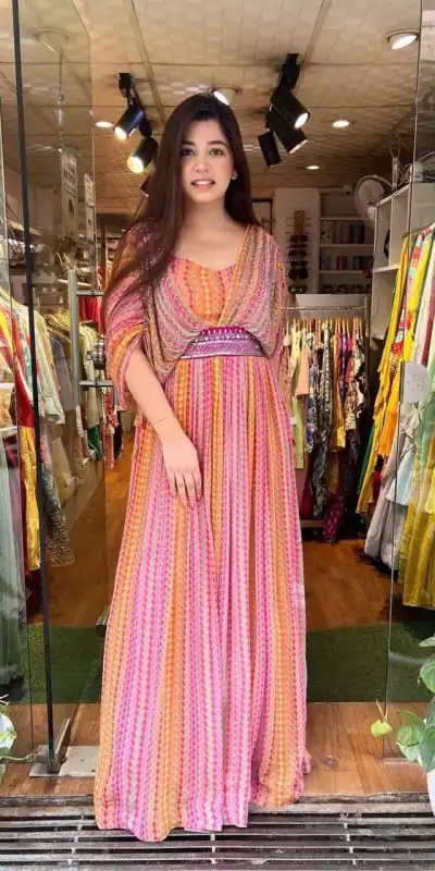 PC 177 Pink Color Georgette Digital Printed Hand Khatli Gown Casual, Party Wear, Events, Festivals Wear Etc. Expected Delivery 4-6 Working Days @2199/- | Bollywood Gowns, Creative Gowns, Designer Gowns, Embroidered Gowns, Gowns, Party Wear Gowns