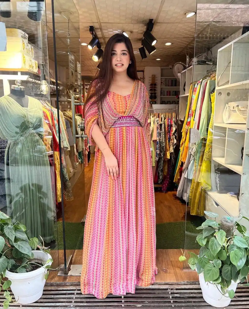 PC 177 Pink Color Georgette Digital Printed Hand Khatli Gown Casual, Party Wear, Events, Festivals Wear Etc. Expected Delivery 4-6 Working Days @2199/- | Bollywood Gowns, Creative Gowns, Designer Gowns, Embroidered Gowns, Gowns, Party Wear Gowns