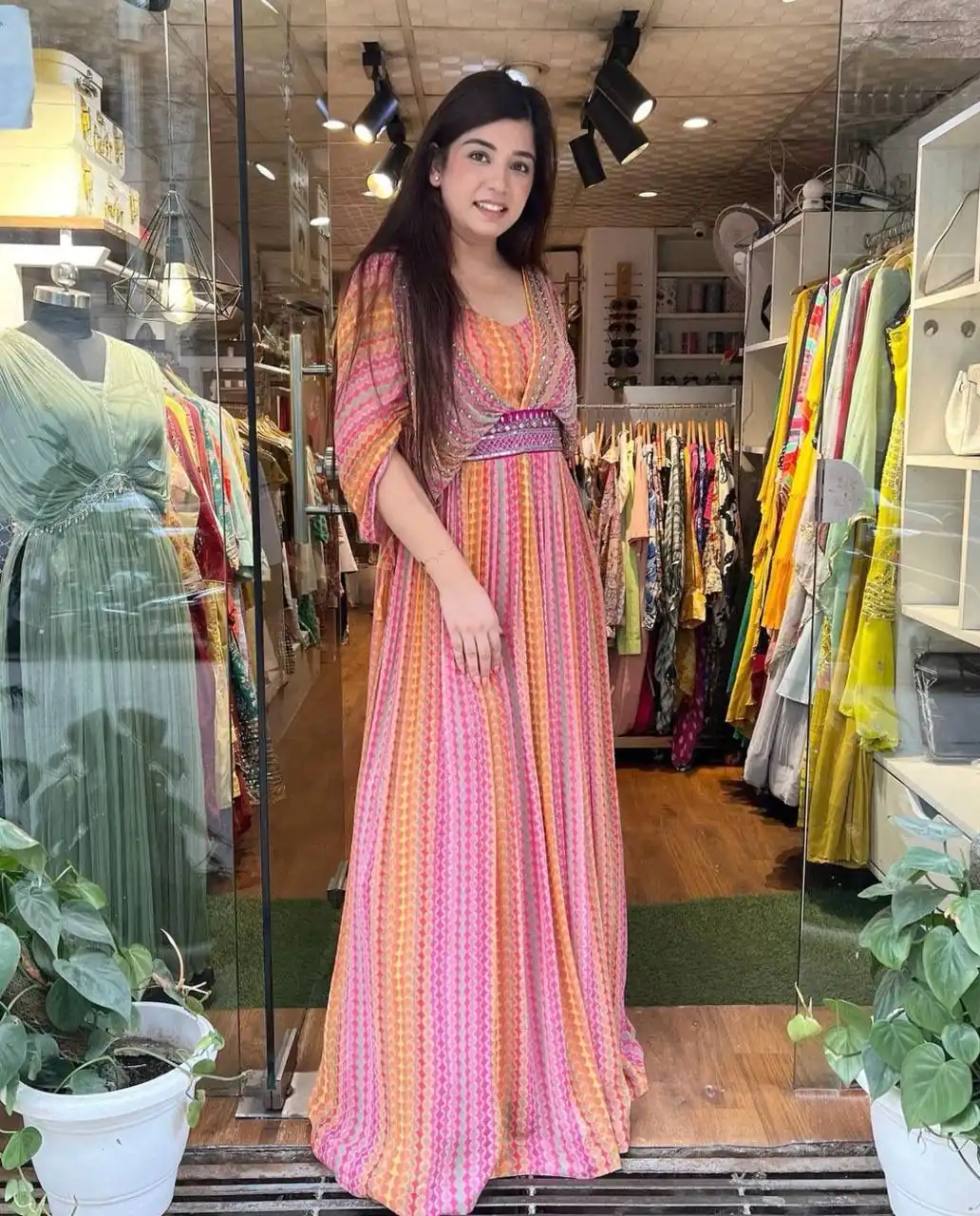 PC 177 Pink Color Georgette Digital Printed Hand Khatli Gown Casual, Party Wear, Events, Festivals Wear Etc. Expected Delivery 4-6 Working Days @2199/- | Bollywood Gowns, Creative Gowns, Designer Gowns, Embroidered Gowns, Gowns, Party Wear Gowns