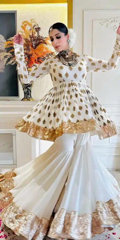 NSR 810 White Color Faux Georgette Embroidery Salwar Suit Casual, Party Festive, Events Etc. Expected Delivery 4-6 Working Days @2299/ | Jump Suits, Casual Suits, Creative suits, Designer Suits, Palazzo Suits, Party Wear Suits, Patiala Suits, Salwar suit, Straight Suits