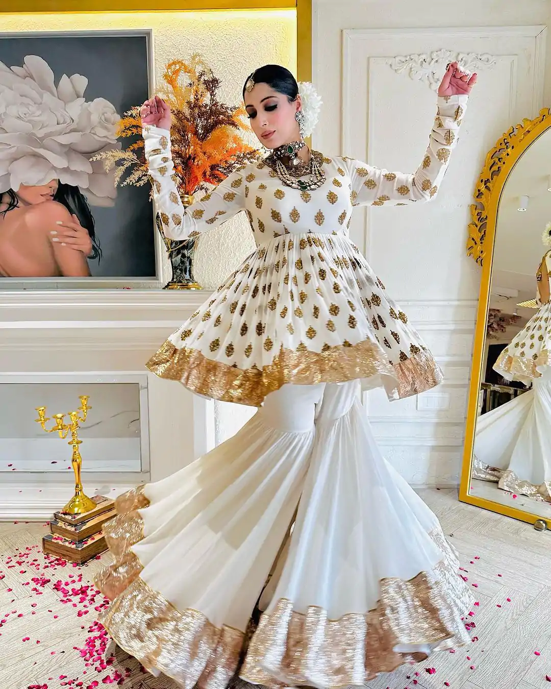 NSR 810 White Color Faux Georgette Embroidery Salwar Suit Casual, Party Festive, Events Etc. Expected Delivery 4-6 Working Days @2299/ | Jump Suits, Casual Suits, Creative suits, Designer Suits, Palazzo Suits, Party Wear Suits, Patiala Suits, Salwar suit, Straight Suits