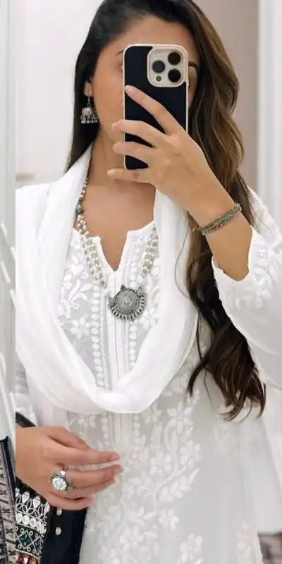 BE 125 White Color Maslin Thread Embroidery Salwar Suit Wedding, Party, Festive events, etc. Expected Delivery 4-6 Working Days @1849/- | Casual Suits, Creative suits, Designer Suits, Palazzo Suits, Party Wear Suits, Patiala Suits, Salwar suit, Straight Suits