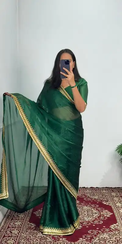 ST 470 Green Color Burberry Foil And Zari Embroidery Work Saree Casual, Wedding, Party, Festive, Events Etc. Expected Delivery 4-6 Working Days @1799/- | Bollywood Sarees, Creative Sarees, Designer Sarees, Embroidered Sarees, Ethnic Saree, Modern Digital sarees, Party Wear Sarees, Sarees