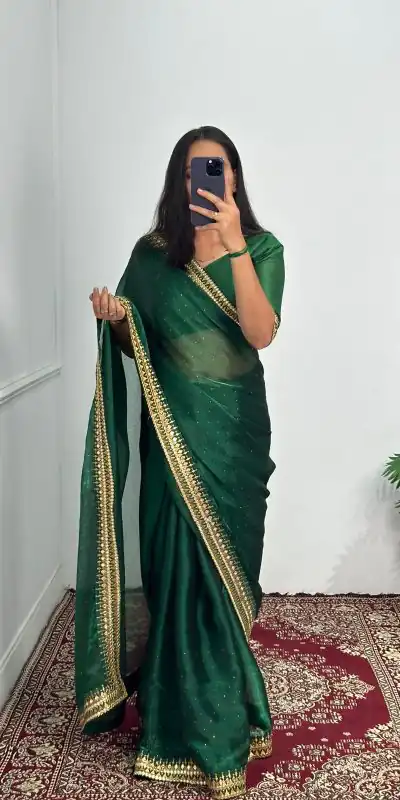 ST 470 Green Color Burberry Foil And Zari Embroidery Work Saree Casual, Wedding, Party, Festive, Events Etc. Expected Delivery 4-6 Working Days @1799/- | Bollywood Sarees, Creative Sarees, Designer Sarees, Embroidered Sarees, Ethnic Saree, Modern Digital sarees, Party Wear Sarees, Sarees