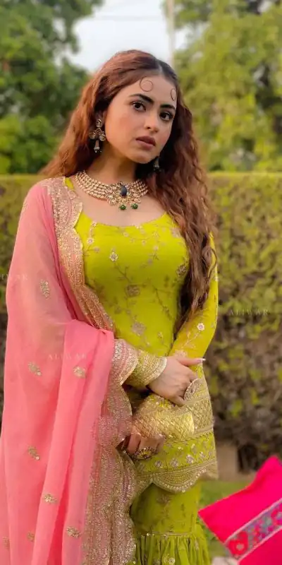 SR 1442 Parrot Green Color Heavy Georgette Embroidery Work Sharara Suit Wedding, Party, Festive, Events Etc. Expected Delivery 4-6 Working Days @1949/- | Casual Suits, Creative suits, Designer Suits, Palazzo Suits, Party Wear Suits, Salwar suit, Straight Suits