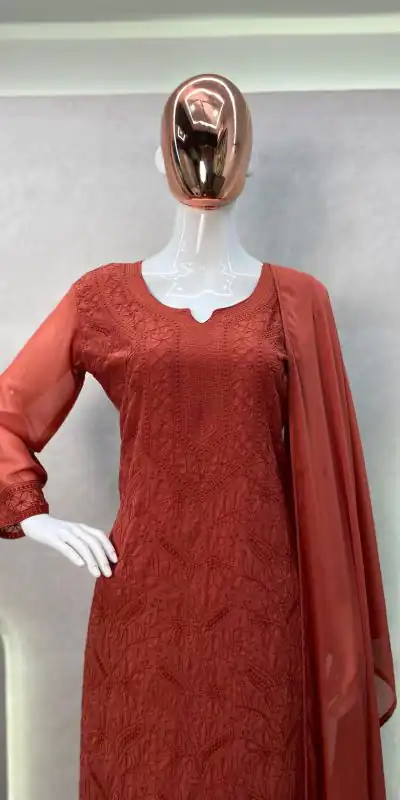 BE 254 Peach Color Georgette Thread Embroidery Salwar Suit Wedding, Party, Festive events, etc. Expected Delivery 4-6 Working Days @1899/- | Casual Suits, Creative suits, Designer Suits, Palazzo Suits, Party Wear Suits, Patiala Suits, Salwar suit, Straight Suits