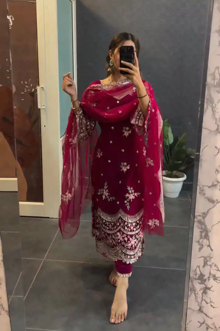 LG 1757 Pink Color Blooming Georgette Embroidery Salwar Suit Casual, Wedding, Festive, Events Expected Delivery 4-6 Working Days @1899/- | Jump Suits, Casual Suits, Creative suits, Designer Suits, Palazzo Suits, Party Wear Suits, Patiala Suits, Salwar suit, Straight Suits
