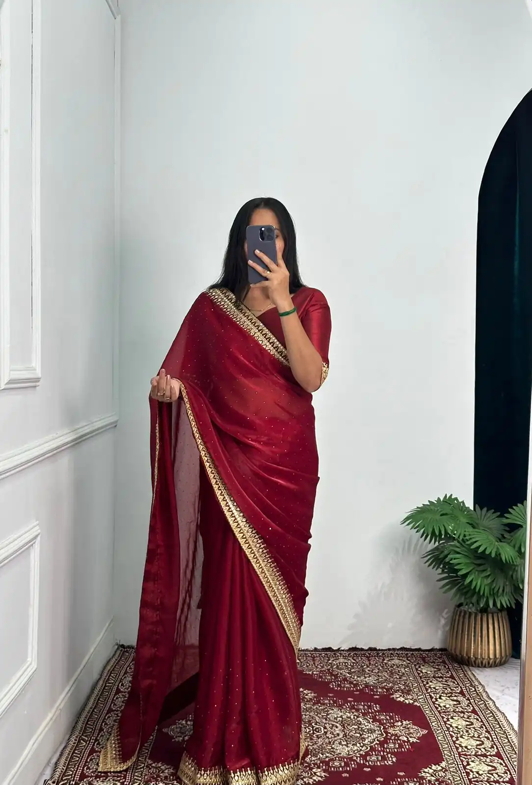 ST 470 Red Color Burberry Foil And Zari Embroidery Work Saree Casual, Wedding, Party, Festive, Events Etc. Expected Delivery 4-6 Working Days @1799/- | Bollywood Sarees, Creative Sarees, Designer Sarees, Embroidered Sarees, Ethnic Saree, Modern Digital sarees, Party Wear Sarees, Sarees