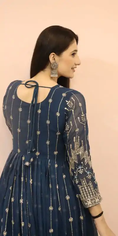 DC G53 Royal Blue Color Georgette Sequence Embroidery Gown Casual, Wedding, Party, Festive, Events Etc. Expected Delivery 4-6 Working Days @2449/- | Bollywood Gowns, Creative Gowns, Designer Gowns, Embroidered Gowns, Gowns, Party Wear Gowns