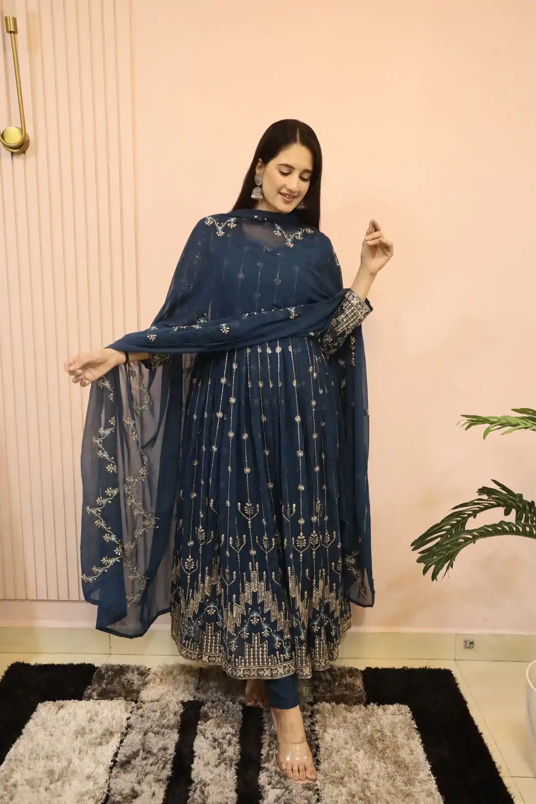 DC G53 Royal Blue Color Georgette Sequence Embroidery Gown Casual, Wedding, Party, Festive, Events Etc. Expected Delivery 4-6 Working Days @2449/- | Bollywood Gowns, Creative Gowns, Designer Gowns, Embroidered Gowns, Gowns, Party Wear Gowns