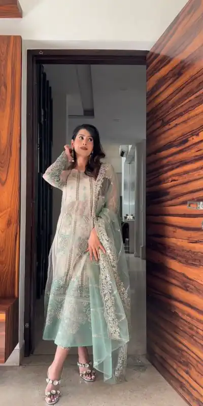 ST 155 White Color Soft Net Embroidery Sequence Work Kurti Casual, Wedding, Party, Festive, Events Etc. Expected Delivery 4-6 Working Days @2049/- | Bollywood Kurti, Creative Kurtis, Designer Kurti, Kurti, Party Wear Kurti, Selfie Kurti