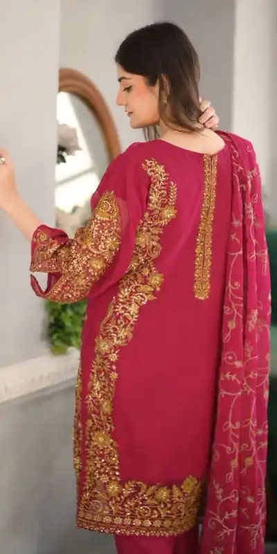 ZF 369 Pink Color Faux Georgette Embroidery Sequence Work Salwar Suit Casual, Wedding, Party, Events Etc. Expected Delivery 4-6 Working Days 2149/- | Jump Suits, Casual Suits, Creative suits, Designer Suits, Palazzo Suits, Party Wear Suits, Patiala Suits, Salwar suit, Straight Suits