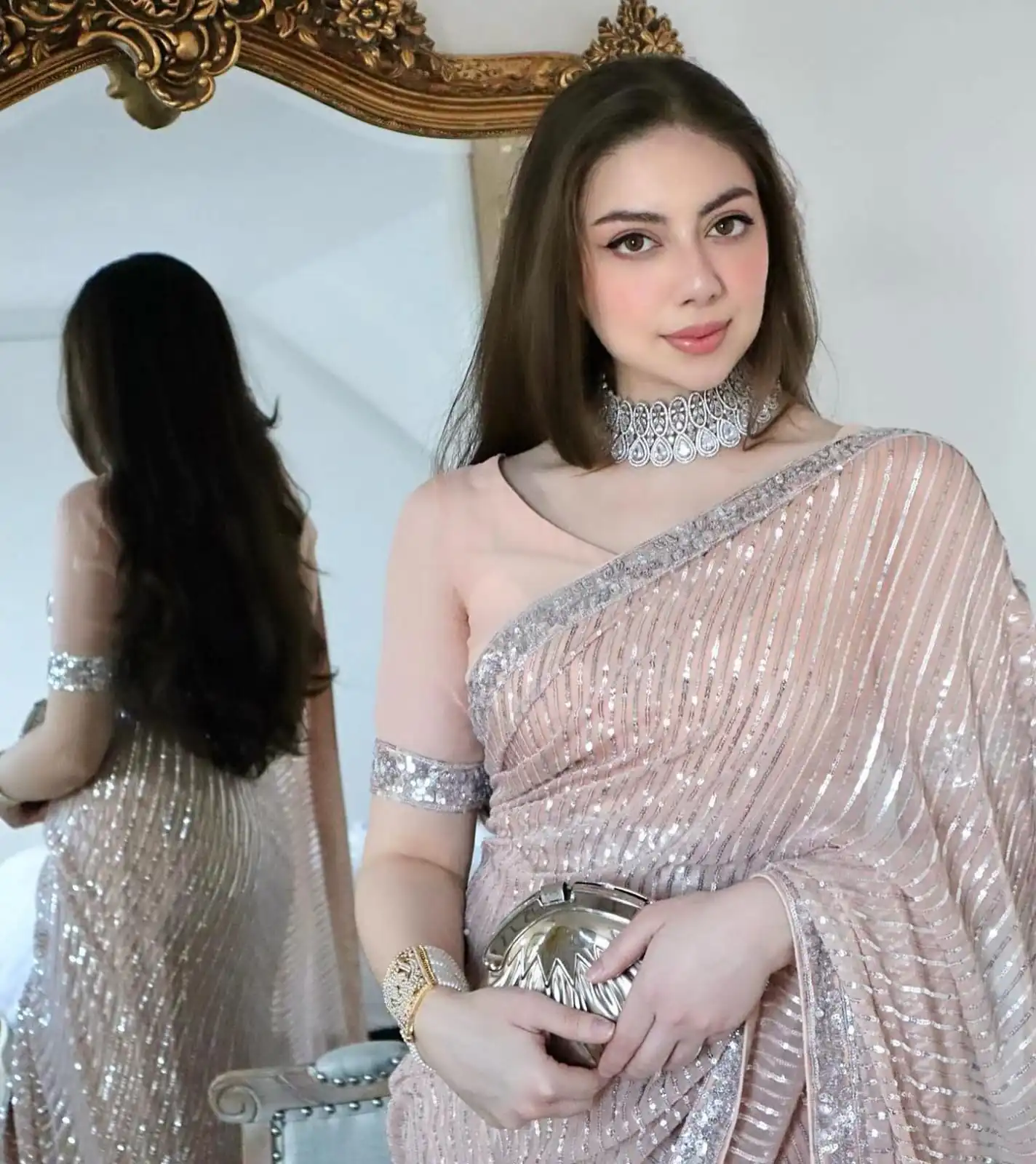 JR 590 Peach Color Georgette Embroidery Sequence work Sequence lace Casual, Wedding, Festive, Events . Expected Delivery  4-6 Working Days @1699/- | Bollywood Sarees, Creative Sarees, Designer Sarees, Embroidered Sarees, Ethnic Saree, Modern Digital sarees, Party Wear Sarees, Sarees