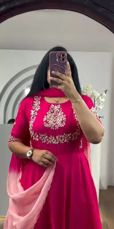 PC 375 Pink Color Chinon Dyeable Embroidery Thread Gown Casual, Party Wear, Events, Festivals Wear Etc. Expected Delivery 4-6 Working Days @2149/- | Bollywood Gowns, Creative Gowns, Designer Gowns, Embroidered Gowns, Gowns, Party Wear Gowns