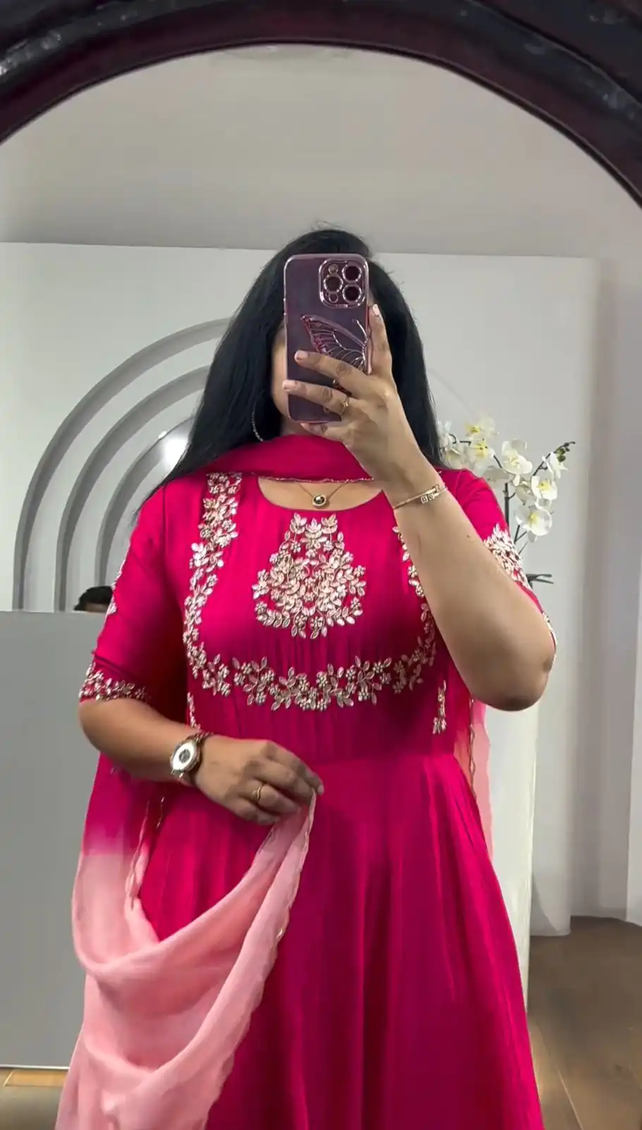 PC 375 Pink Color Chinon Dyeable Embroidery Thread Gown Casual, Party Wear, Events, Festivals Wear Etc. Expected Delivery 4-6 Working Days @2149/- | Bollywood Gowns, Creative Gowns, Designer Gowns, Embroidered Gowns, Gowns, Party Wear Gowns