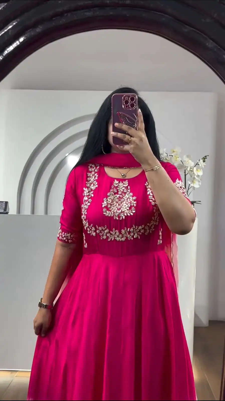 PC 375 Pink Color Chinon Dyeable Embroidery Thread Gown Casual, Party Wear, Events, Festivals Wear Etc. Expected Delivery 4-6 Working Days @2149/- | Bollywood Gowns, Creative Gowns, Designer Gowns, Embroidered Gowns, Gowns, Party Wear Gowns