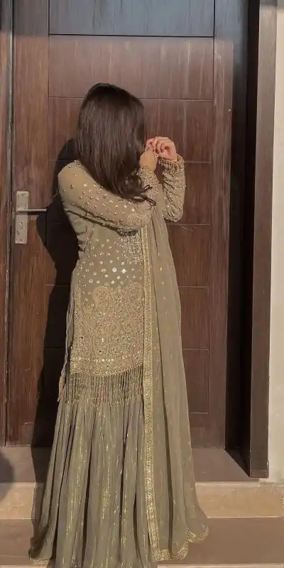 LG 1853 Tan color Georgette Sequence Embroidery Salwar Suit Casual, Wedding, Party, Festive, Events . Expected Delivery 4-6 Working Days @2199/- | Casual Suits, Creative suits, Designer Suits, Palazzo Suits, Party Wear Suits, Patiala Suits, Salwar suit, Straight Suits