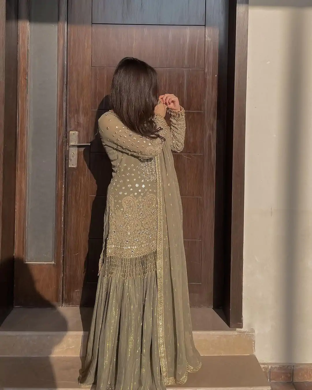 LG 1853 Tan color Georgette Sequence Embroidery Salwar Suit Casual, Wedding, Party, Festive, Events . Expected Delivery 4-6 Working Days @2199/- | Casual Suits, Creative suits, Designer Suits, Palazzo Suits, Party Wear Suits, Patiala Suits, Salwar suit, Straight Suits