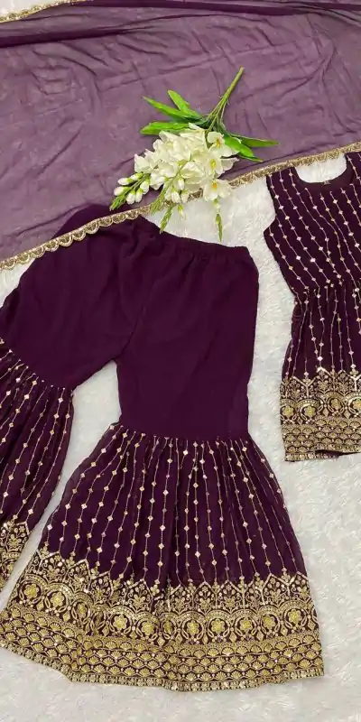 DC G52 Wine Color Georgette Sequence Embroidery Gown Casual, Wedding, Party, Festive, Events Etc. Expected Delivery 4-6 Working Days @2499/- | Jump Suits, Casual Suits, Creative suits, Designer Suits, Palazzo Suits, Party Wear Suits, Patiala Suits, Salwar suit, Straight Suits