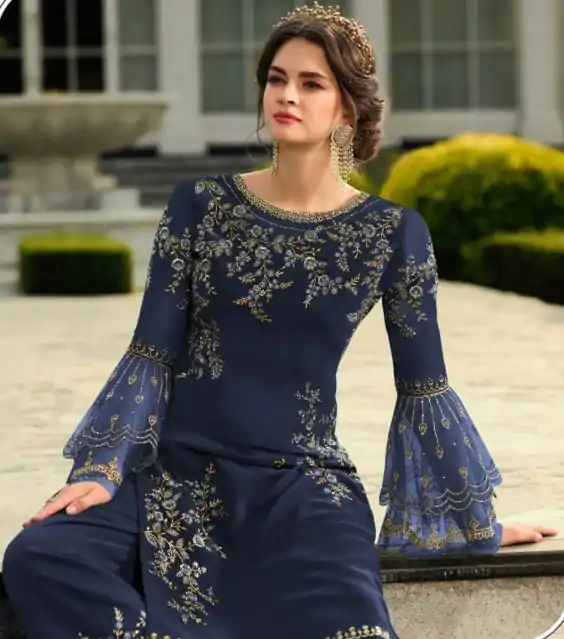 DS 0022832 Blue color Georgette Embroidered Sequence Salwar Suit Casual, Wedding, Party, Festive, Events . Expected Delivery  4-6 Working Days @1899/- | Casual Suits, Creative suits, Designer Suits, Palazzo Suits, Party Wear Suits, Patiala Suits, Salwar suit, Straight Suits