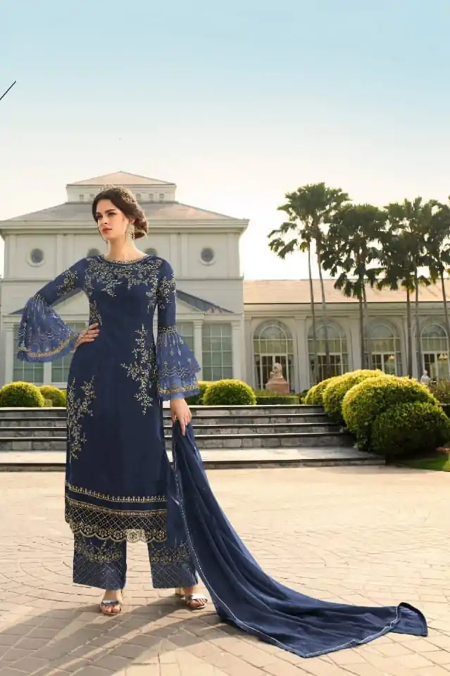 DS 0022832 Blue color Georgette Embroidered Sequence Salwar Suit Casual, Wedding, Party, Festive, Events . Expected Delivery  4-6 Working Days @1899/- | Casual Suits, Creative suits, Designer Suits, Palazzo Suits, Party Wear Suits, Patiala Suits, Salwar suit, Straight Suits