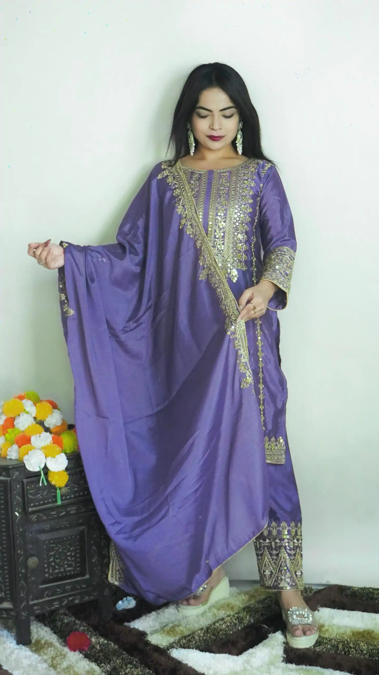 SRK 5151 Dark Violet Color Pure Chinnon Silk Embroidery Sequence Salwar Suit Wedding, Party, Festive, Events Expected Delivery 4-6 Working Days @ 1949/- | Jump Suits, Casual Suits, Creative suits, Designer Suits, Palazzo Suits, Party Wear Suits, Patiala Suits, Salwar suit, Straight Suits