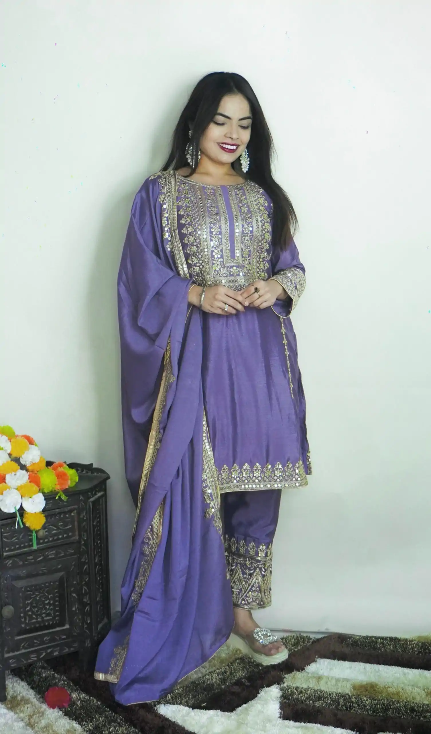 SRK 5151 Dark Violet Color Pure Chinnon Silk Embroidery Sequence Salwar Suit Wedding, Party, Festive, Events Expected Delivery 4-6 Working Days @ 1949/- | Jump Suits, Casual Suits, Creative suits, Designer Suits, Palazzo Suits, Party Wear Suits, Patiala Suits, Salwar suit, Straight Suits