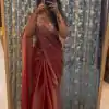 Elegant Peach Soft Jimmy Choo Embroidery Sequence Saree
