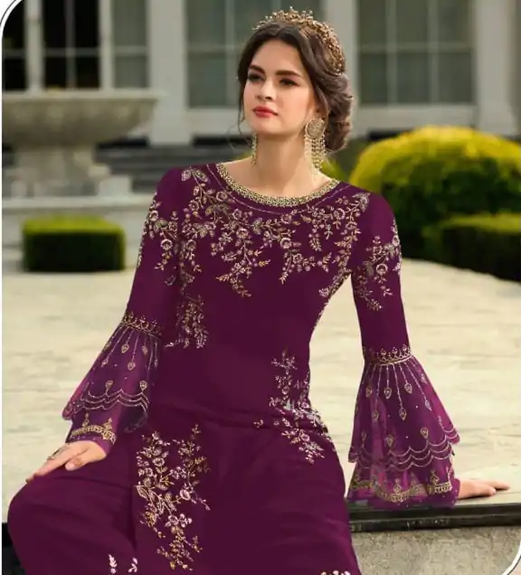 DS 0022832 Purple color Georgette Embroidered Sequence Salwar Suit Casual, Wedding, Party, Festive, Events . Expected Delivery  4-6 Working Days @1899/- | Casual Suits, Creative suits, Designer Suits, Palazzo Suits, Party Wear Suits, Patiala Suits, Salwar suit, Straight Suits