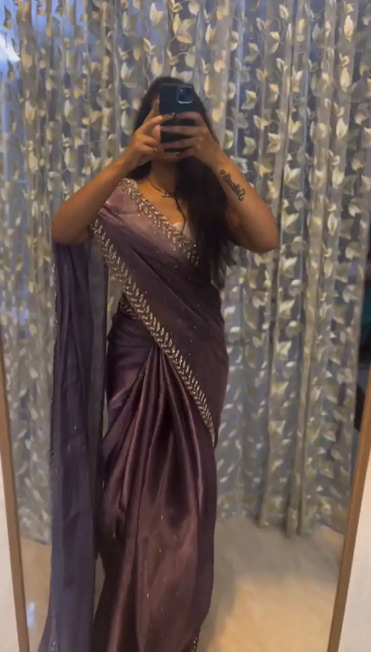 BT 1221 Purple Color Soft Jimmy Choo Embroidery Sequence Saree Casual, Party Wear, Traditional Wear, Wedding Wear, Events Etc.@1799/- | Bollywood Sarees, Creative Sarees, Designer Sarees, Ethnic Saree, Modern Digital sarees, Party Wear Sarees, Sarees