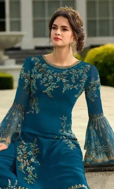 DS 0022832 Royal Blue color Georgette Embroidered Sequence Salwar Suit Casual, Wedding, Party, Festive, Events . Expected Delivery 4-6 Working Days @1899/- | Casual Suits, Creative suits, Designer Suits, Palazzo Suits, Party Wear Suits, Patiala Suits, Salwar suit, Straight Suits