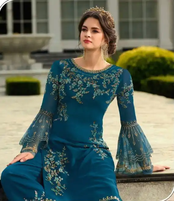 DS 0022832 Royal Blue color Georgette Embroidered Sequence Salwar Suit Casual, Wedding, Party, Festive, Events . Expected Delivery  4-6 Working Days @1899/- | Casual Suits, Creative suits, Designer Suits, Palazzo Suits, Party Wear Suits, Patiala Suits, Salwar suit, Straight Suits