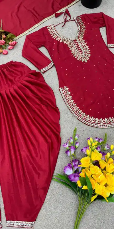 SRK 5138 Red Color Pure Chinnon Embroidery Diamond Salwar Suit Wedding, Party, Festive, Events Expected Delivery 4-6 Working Days @ 1949/- | Jump Suits, Casual Suits, Creative suits, Designer Suits, Palazzo Suits, Party Wear Suits, Patiala Suits, Salwar suit, Straight Suits