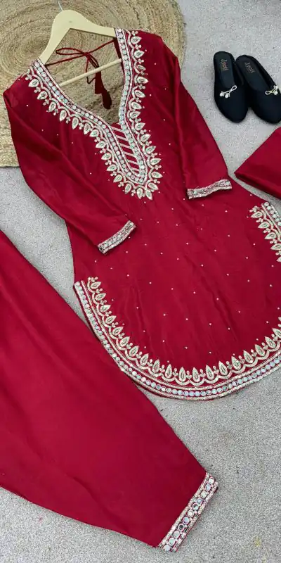 SRK 5138 Red Color Pure Chinnon Embroidery Diamond Salwar Suit Wedding, Party, Festive, Events Expected Delivery 4-6 Working Days @ 1949/- | Jump Suits, Casual Suits, Creative suits, Designer Suits, Palazzo Suits, Party Wear Suits, Patiala Suits, Salwar suit, Straight Suits