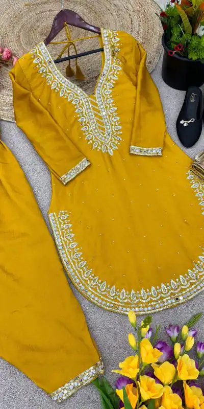 SRK 5138 Yellow Color Pure Chinnon Embroidery Diamond Salwar Suit Wedding, Party, Festive, Events Expected Delivery 4-6 Working Days @ 1949/- | Jump Suits, Casual Suits, Creative suits, Designer Suits, Palazzo Suits, Party Wear Suits, Patiala Suits, Salwar suit, Straight Suits