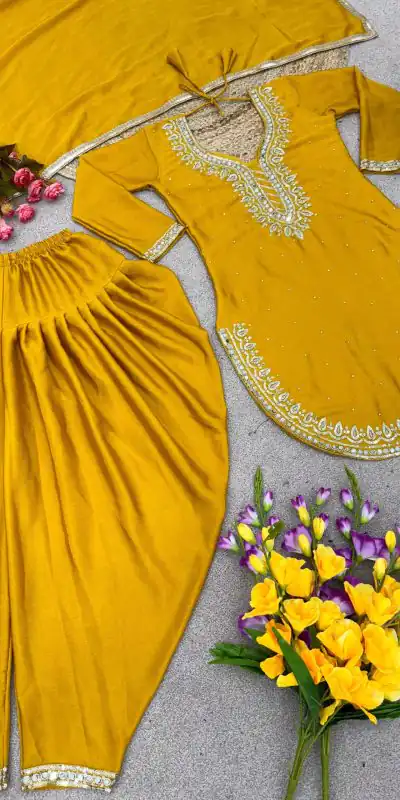 SRK 5138 Yellow Color Pure Chinnon Embroidery Diamond Salwar Suit Wedding, Party, Festive, Events Expected Delivery 4-6 Working Days @ 1949/- | Jump Suits, Casual Suits, Creative suits, Designer Suits, Palazzo Suits, Party Wear Suits, Patiala Suits, Salwar suit, Straight Suits
