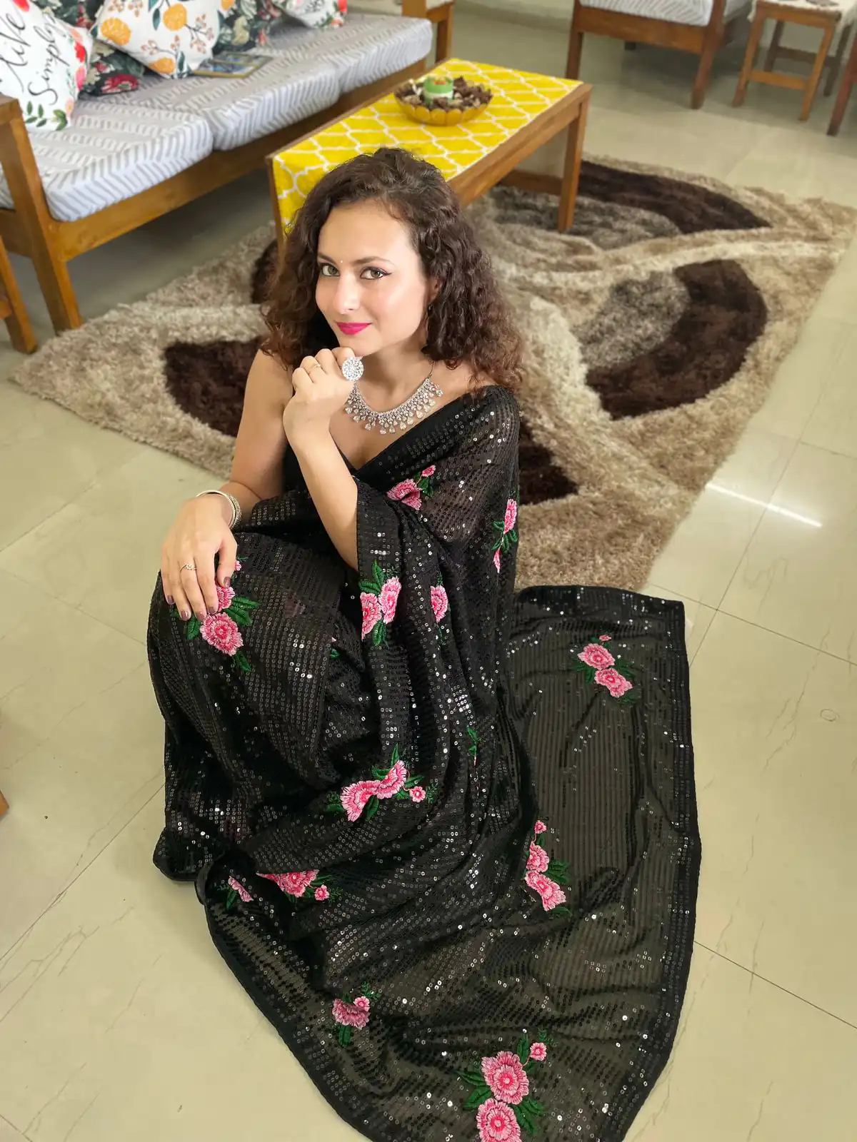 AC SEQUENCE Black  Color Georgette Sequence Multi Thread Work Saree Casual, Wedding, Festive, Events Expected Delivery 4-6 Working Days @1899 /- | Bollywood Sarees, Creative Sarees, Designer Sarees, Embroidered Sarees, Ethnic Saree, Modern Digital sarees, Party Wear Sarees, Sarees