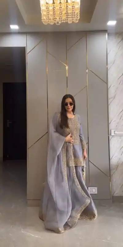 ZF 374 Grey Color Chinnon Silk Embroidery Sequence Salwar Suit Casual, Wedding, Party, Events Etc. Expected Delivery 4-6 Working Days 2099/- | Jump Suits, Casual Suits, Creative suits, Designer Suits, Palazzo Suits, Party Wear Suits, Patiala Suits, Salwar suit, Straight Suits