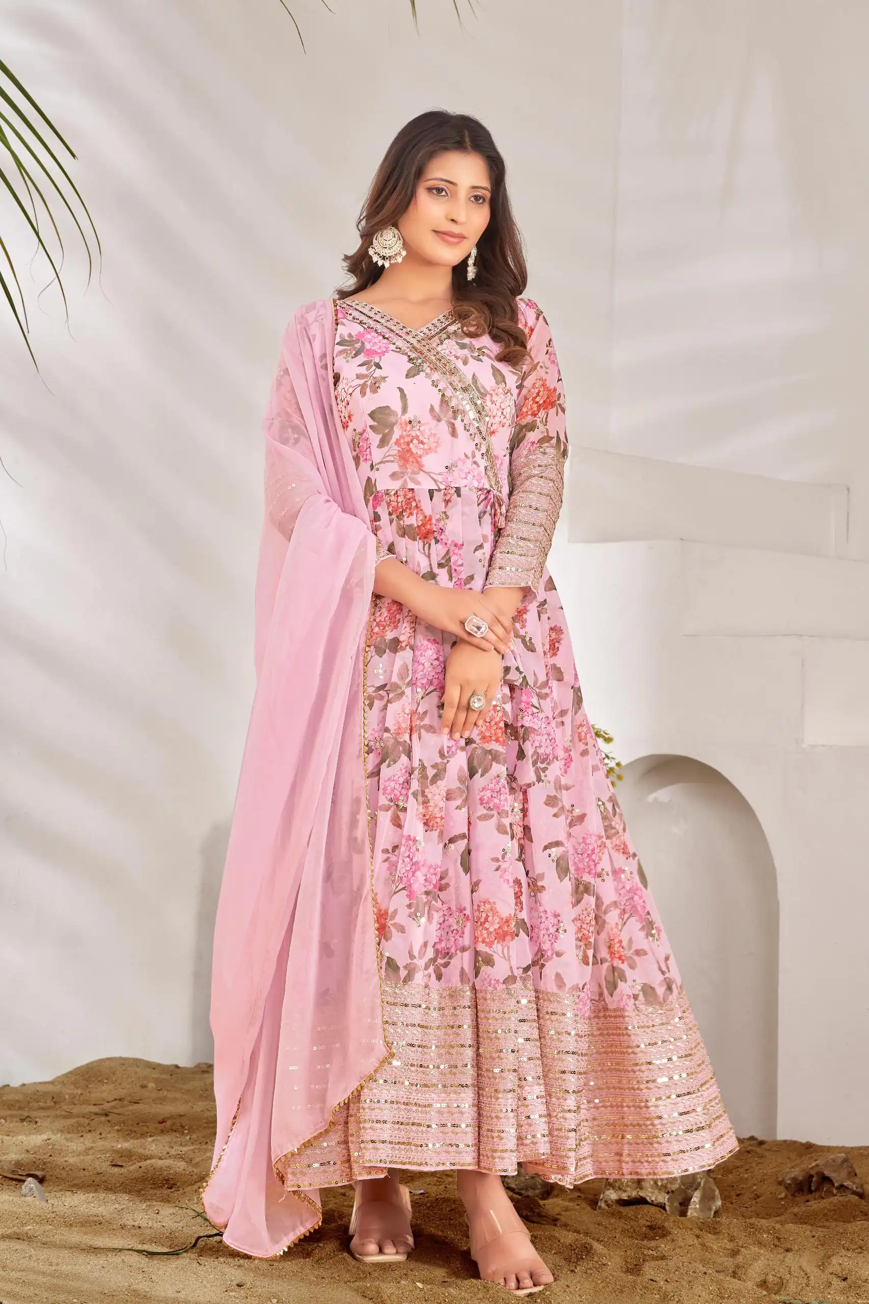 NSR 751 Pink Color Georgette Embroidery Sequence Sharara Suit Casual, Wedding, Party, Festive, Events Etc. Expected Delivery 4-6 Working Days @2099/- | Jump Suits, Casual Suits, Creative suits, Designer Suits, Palazzo Suits, Party Wear Suits, Patiala Suits, Salwar suit, Straight Suits