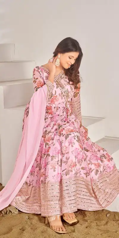 NSR 751 Pink Color Georgette Embroidery Sequence Sharara Suit Casual, Wedding, Party, Festive, Events Etc. Expected Delivery 4-6 Working Days @2099/- | Jump Suits, Casual Suits, Creative suits, Designer Suits, Palazzo Suits, Party Wear Suits, Patiala Suits, Salwar suit, Straight Suits