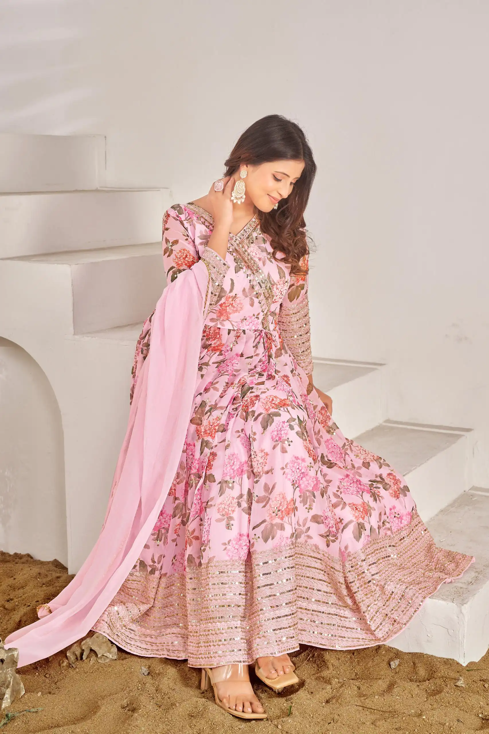 NSR 751 Pink Color Georgette Embroidery Sequence Sharara Suit Casual, Wedding, Party, Festive, Events Etc. Expected Delivery 4-6 Working Days @2099/- | Jump Suits, Casual Suits, Creative suits, Designer Suits, Palazzo Suits, Party Wear Suits, Patiala Suits, Salwar suit, Straight Suits