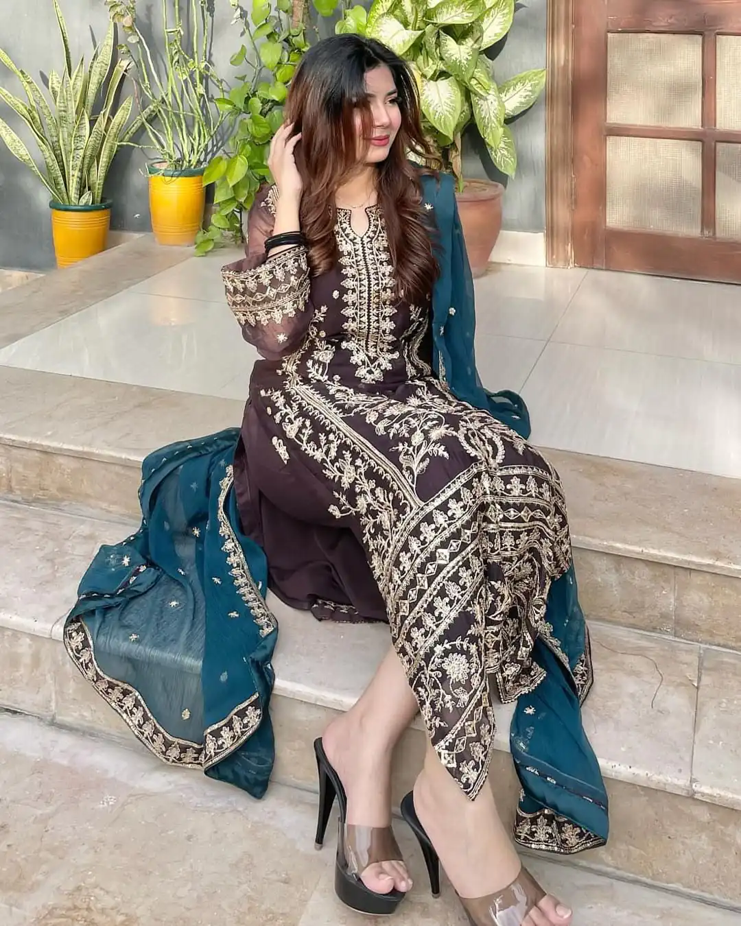 SSR 466 White Chinnon Silk Embroidery Sequins Sharara Suit Wedding, Party, Festive, Events Etc.   Expected Delivery 4-6 Working Days @1999/- | Casual Suits, Creative suits, Designer Suits, Palazzo Suits, Party Wear Suits, Salwar suit, Straight Suits