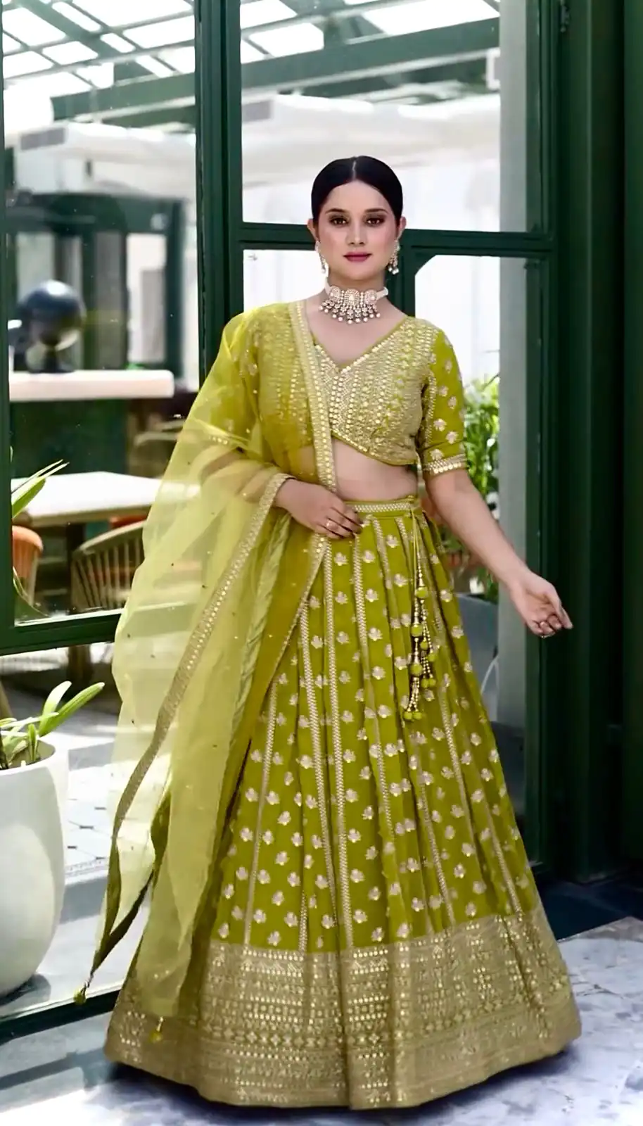SSR 465 Green Chinnon Silk Embroidery Sequins Lehenga Choli Wedding, Party, Festive, Events Etc.   Expected Delivery 4-6 Working Days @2099/- | Creative Lehenga, Designer Lehenga, Embroidered Lehenga, Lehenga, Party Wear Lehenga