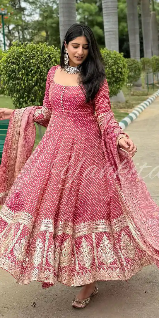 Sr 1617 Pink color Georgette Material Digital Printed Anarkali Suit Casual, Wedding, Party, Festive, Events . Expected Delivery  4-6 Working Days @2149/- | Anarkali Suits, Bollywood Anarkali, Creative-Anarkali, Designer Anarkali, Embroidered Anarkali, Party Wear Anarkali