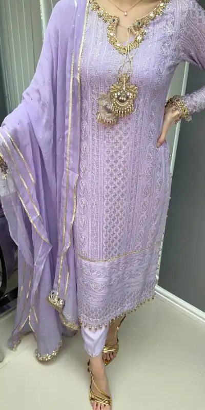 AD156 Violet Color Chinon Silk Embroidery Sequence Salwar Suit Wedding, Party, Festive, Events Expected Delivery 4-6 Working Days @ 2199/- | Casual Suits, Creative suits, Designer Suits, Palazzo Suits, Party Wear Suits, Patiala Suits, Salwar suit, Straight Suits