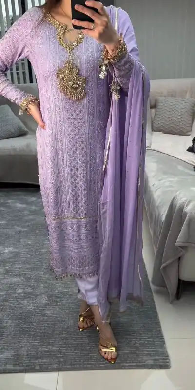 AD156 Violet Color Chinon Silk Embroidery Sequence Salwar Suit Wedding, Party, Festive, Events Expected Delivery 4-6 Working Days @ 2199/- | Casual Suits, Creative suits, Designer Suits, Palazzo Suits, Party Wear Suits, Patiala Suits, Salwar suit, Straight Suits