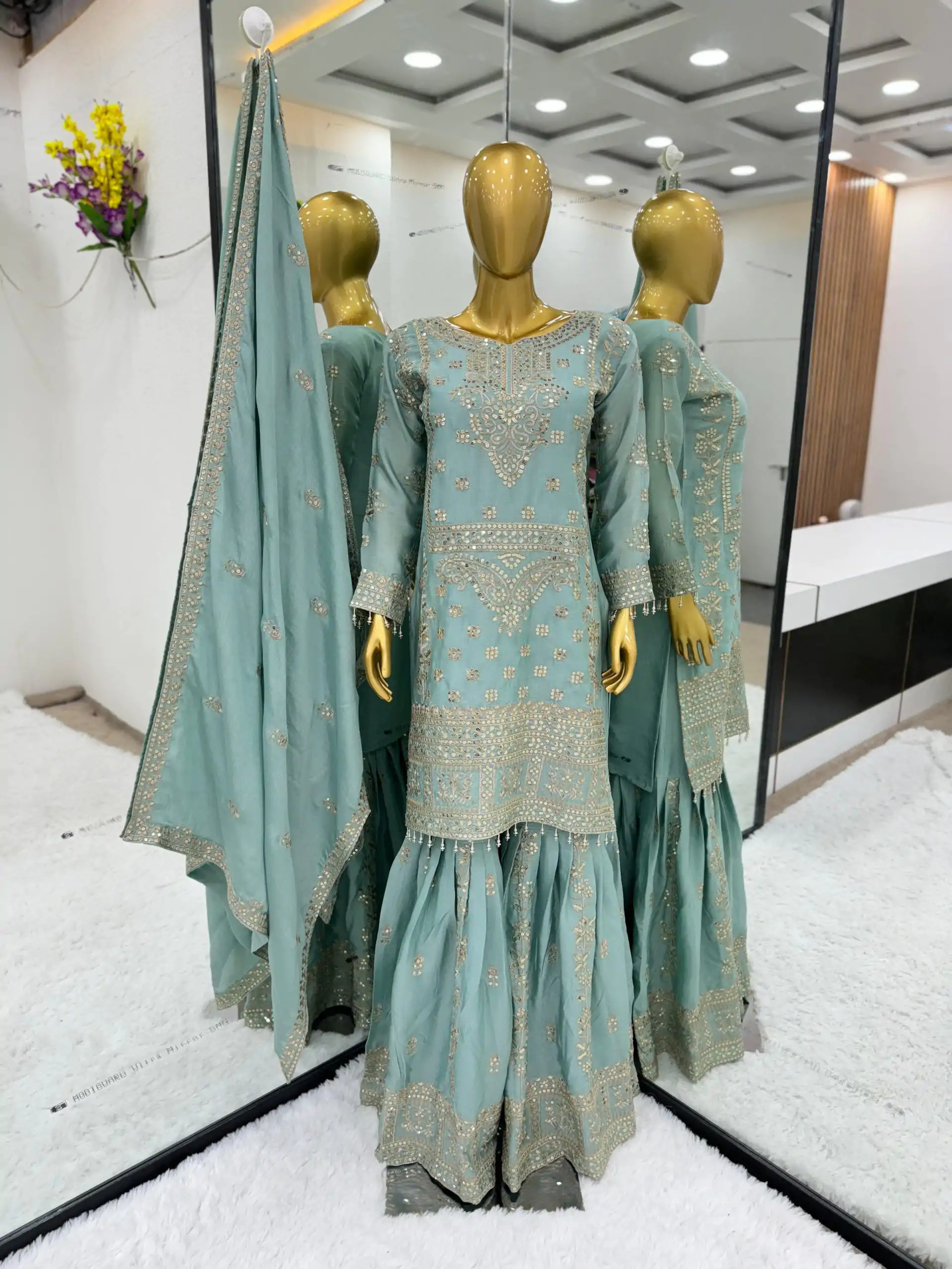  ZSR-3066 Blue Color Chinnon Embroidery Sequence Salwar Suit Casual, Wedding, Festive, Events Expected Delivery 4-6 Working Days @2199/- | Jump Suits, Casual Suits, Creative suits, Designer Suits, Palazzo Suits, Party Wear Suits, Patiala Suits, Salwar suit, Straight Suits